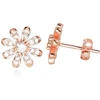 Diamond Sky Jewelry Sidabriniai auskarai-vinukai su cirkoniais „Auksinė Gėlė X“