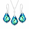 Diamond Sky Jewelry Sidabrinis papuošalų rinkinys moterims DiamondSky „Baroque IV (Bermuda Mėlyna)“ su Swarovski kristalais