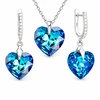 Diamond Sky Jewelry Sidabrinis papuošalų rinkinys moterims „Romantic Heart III R (Bermuda Mėlyna)“ su Swarovski® kristalais