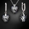 Diamond Sky Jewelry Sidabrinis papuošalų rinkinys moterims „Romantic Heart III R (Sidabrinis Night)“ su Swarovski® kristalais
