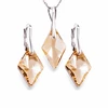 Diamond Sky Jewelry Sidabrinis papuošalų rinkinys moterims DiamondSky „Rhombus (Golden Shadow)“ su Swarovski kristalais