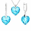 Diamond Sky Jewelry Sidabrinis papuošalų rinkinys moterims DiamondSky „Romantic Heart III R (Aquamarine Shimmer)“ su Swarovski kristalais