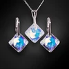 Diamond Sky Jewelry Sidabrinis papuošalų rinkinys moterims „Shimmer (Mėlyna Aurora Borealis)“ su Swarovski® kristalais