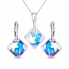 Diamond Sky Jewelry Sidabrinis papuošalų rinkinys moterims „Shimmer (Mėlyna Aurora Borealis)“ su Swarovski® kristalais