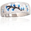 Diamond Sky Jewelry Sidabrinis žiedas su cirkoniais ir emaliu „Sakura Frost“