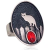 Diamond Sky Jewelry Sidabrinis žiedas su koralais „Midnight Cat“