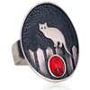 Diamond Sky Jewelry Sidabrinis žiedas su koralais „Midnight Cat“