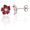 Diamond Sky Jewelry Vaikiški sidabriniai auskarai su cirkoniais ir emaliu „Scarlet Flower II“