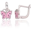 Diamond Sky Jewelry Vaikiški sidabriniai auskarai su emaliu „Butterfly Flight“