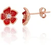 Diamond Sky Jewelry Vaikiški sidabriniai auskarai su cirkoniais ir emaliu „Scarlet Flower“