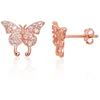 Diamond Sky Jewelry Vaikiški sidabriniai auskarai-vinukai su cirkoniais „Auksinis Drugelis“