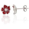 Diamond Sky Jewelry Vaikiški sidabriniai auskarai su cirkoniais ir emaliu „Scarlet Flower II“