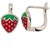 Diamond Sky Jewelry Vaikiški sidabriniai auskarai su emaliu „Strawberry“