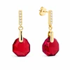 Spark Sidabriniai auskarai „Calathea (Scarlet)“ su Swarovski® kristalais
