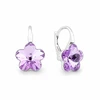 Spark Sidabriniai auskarai moterims DiamondSky „Sunny Flower II (Violet)“ su Swarovski kristalais