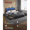 Songmics Dvigulės lovos rėmas 160 x 200 cm su LED ir 4 stalčiais bei įkrovimo stotele