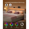 Songmics Metalinė lova su LED apšvietimu ir stalčiais 210,2 x 169 cm