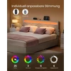 Lova Songmics Metalo lovos rėmas su LED apšvietimu ir stalčiais 210x149 cm