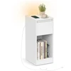 Songmics Naktinis staliukas su LED apšvietimu, USB jungtimis, stalčiumi, 30 x 25 x 59,5 cm, baltas