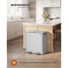 Songmics Nerūdijančio plieno šiukšliadėžė su dviem skyriais ir Softclose pedalu, 58,5x37x64 cm