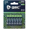 GSC EcoPlus alkaline LR03 (AAA) šarminės baterijos, 6 vnt./pakuotėje, 106000052
