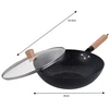 King Hoff Wok Keptuvė su dangčiu, 30 cm, anglinio plieno, marmurinė nelimpanti danga, medinė rankena, „Kinghoff“, kh-1984