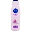 „Nivea“ maitinamasis šampūnas su pienu ir šilko baltymais pavargusiems, negyviems plaukams. „Hairmilk Shine“ (Care Šampūnas).