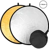 110 cm sulankstomas apvalus dvipusis fotografavimo šviesos reflektorius su auksine ir sidabrine pusėmis, nešiojamas fotografijos difuzorius, šviesos atšvaitas, fotografijos reflektorius, sulankstomas šviesos skydelis