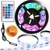 5 m RGB LED juostų šviesa, USB maitinama, su nuotolinio valdymo pulteliu, RGB LED juosta, LED šviesos juosta, USB LED juosta, LED lemputės juosta