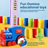 Automatinis domino traukinuko rinkinys 200 vnt., elektrinis domino lokomotyvas, domino traukinys