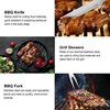 Barbekiu įrankiai 9 vnt., kepsninės įrankių rinkinys, grilio įrankių komplektas, grilio iešmeliai
