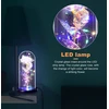 LED rožės gėlė, rožė stiklo kupole, dekoratyvinė balta rožė su švieselėmis, šviečianti rožė, rožė po stiklu, rožė kupole