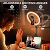 LED žiedinė lempa su trikoju stovu, 242 cm telefono laikiklio žiedinė lempa, žiedinė šviesa, žiedinė lempa telefonui, LED žiedas su stovu