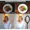 LED žiedinė lempa su trikoju stovu, 242 cm telefono laikiklio žiedinė lempa, žiedinė šviesa, žiedinė lempa telefonui, LED žiedas su stovu