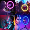 RGB žiedinė lempa 26 cm su telefono laikikliu, LED žiedas, žiedinė RGB lempa, žiedinė LED lempa, telefono laikiklio žiedinė lempa