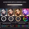 RGB žiedinė lempa 26 cm su telefono laikikliu, LED žiedas, žiedinė RGB lempa, žiedinė LED lempa, telefono laikiklio žiedinė lempa