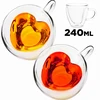 Širdies formos puodeliai, 240 ml, 2 vnt., širdelės formos puodeliai, širdies formos stikliniai puodeliai