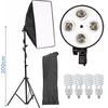 Softbox 235 cm, 4 lemputės, 45 W 5500K, softbox apšvietimo komplektas, šviesdėžė, šviesos dėžė, apšvietimo rinkinys su softbox