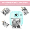 Vaikiškas momentinis spausdinantis mėlynas asmenukių fotoaparatas, momentinis spausdinantis fotoaparatas vaikams, momentinė vaikų kamera, vaikų fotoaparatas su momentiniu spausdinimu, vaikų asmenukių kamera