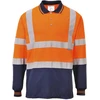 Dvispalviai Polo marškinėliai ilgomis rankovėmis PORTWEST S279, Dydis: 4XL, Pw spalvos: Oranžinis/Navy