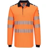 Gero matomumo PORTWEST FR734 polo marškinėliai ilgomis rankovėmis, Dydis: XL, Pw spalvos: Oranžinis/Juodas