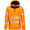 Šviesa atspindintis džemperis su gobtuvu Portwest DX482, Dydis: S, Pw spalvos: Oranžinis/Juodas
