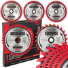 Red Technic Karbido antgaliais dengtų pjūklo diskų rinkinys, 255 mm medienos pjovimo diskai, 5 vnt. diskinėms, kampinėms, stalinėms pjovimo staklėms, ATB danties geometrija