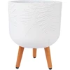 Home4You Gėlių vazonas FERN D30xH39,5cm su kojelėmis, baltas