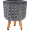 Home4You Gėlių vazonas PAO D24xH29,5cm su kojelėmis, tamsiai pilkas