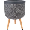 Home4You Gėlių vazonas PAO D37xH52cm su kojelėmis, tamsiai pilkas