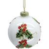 Home4You Kalėdinis papuošalas JOY Baltas D8cm, stiklas