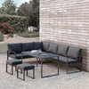 Lauko baldų komplektas Sodo baldų komplektas LEIPZIG stalas, kampinė sofa, 2 pufai