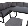 Lauko baldų komplektas Sodo baldų komplektas LEIPZIG stalas, kampinė sofa, 2 pufai