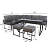 Lauko baldų komplektas Sodo baldų komplektas LEIPZIG stalas, kampinė sofa, 2 pufai